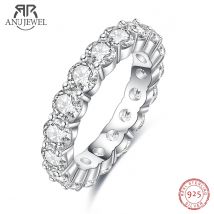AnuJewel 4mm 5cttw D Farbe Moissanite Hochzeit Band Ring 925 Sterling Silber Eternity Band Ringe Für