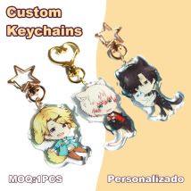 Niestandardowe breloki do kluczy Cartoon Llavero Photo Customized Anime Transparent Charm Hologram Clear Acrylic Spersonalizowane breloki do kluczy na prezent