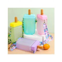 300ml Plastic Water Bottle Cute Popsicle Straw Cup With Strap Juice Drinking Bottles Adult Children Gril Portable Water Bottle
