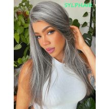 13x4 Bone Dritto Grigio Anteriore Del Merletto Parrucche Dei Capelli Umani Per Le Donne Brasiliano Glueless Remy di Colore Grigio Trasparente Parrucca Frontale Del Merletto