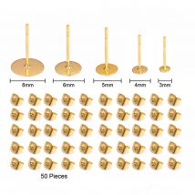 Goldene Stahl farbe Edelstahl Ohr stecker Ohr stecker leere Pfosten Basis stifte mit Ohrring stecker Befunde Ohr rücken für DIY Schmuck herstellung