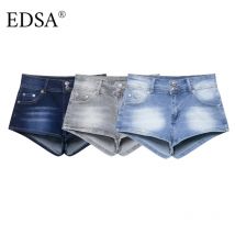 EDSA Damen-Jeansshorts mit Sommerbund, lässig, vielseitig, Straßenshorts, heiß und würzig, trendig