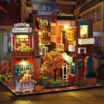 Holz Mini Puppe Häuser DIY 3D Puzzle Gebäude Montage Gebäude Modell Spielzeug Hause Schlafzimmer Dekoration Puppenhaus Für Weihnachten Geschenke