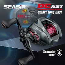 Kołowrotek castingowy SEASIR DCAST DC z cyfrową kontrolą, dalekie rzuty, podkładki karbonowe, mosiężne przekładnie, przełożenie 7.3:1, 7+1 łożysk kulkowych, maksymalny opór 8.5 kg
