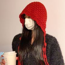 Einfarbig Wolle Gestrickte Ohr Schutz Hut für Frauen Lange Quaste Warme Mützen Skullcaps Mädchen Weibliche Kalt-proof Pullover caps