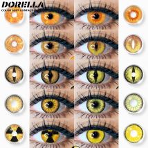 D'ORELLA 1 Paar farbige Kontaktlinsen für Augen, Anime, Cosplay, farbige Linsen, gelb, mehrfarbige Linsen, Kontaktlinsen, Schönheit, Schüler