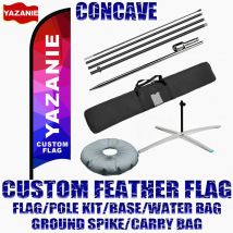 Konkave, individuelle Federflagge, komplettes Set mit Stangensatz, Erdspieß, Kreuzbasis, einzelne doppelseitige Swooper-Flagge für Werbung