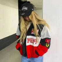 Giacca da corsa ricamata Giacche da motociclista oversize da motociclista Streetwear per Ferrari SP1 812 F40 SF90 458 488 599 612 FF F12