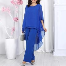 2025 Round neck irregular wide leg trousers suit womens long sleeve autumn winter 2-piece set conjunto dos piezas mujer invierno