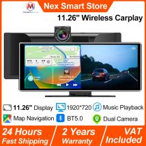 Nowy uniwersalny odtwarzacz samochodowy Carplay 11,26 cala, bezprzewodowy Carplay 4K DVR, ekran dotykowy, nawigacja mapowa z wyświetlaczem HD 1920*720, odtwarzacz samochodowy z podwójną kamerą