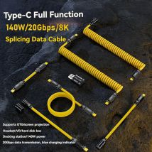 7in1 USB C Geek Data Cable DIY Set 8K@60Hz 20Gbps 140W Fast Charging Splicable Cords Compatible with Iphone15 Macbook Laptop