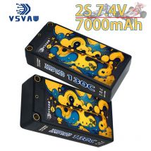 2 Stück VSVAW 2S Lipo-Akku 7,4 V 7000 mAh 130 C mit XT90/T/XT60-Anschluss für RC Buggy Truggy Fahrzeug Auto LKW Tank Racing Hobb