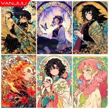 Dämonentöter Diamant Malerei 5D Tomioka Azuma Zenitsu voller Diamant Mosaik Bild DIY Kurihana Ochi Naoko'y Home Decor Malerei Geschenk