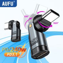 AUFU 240 W USB C Adapter 5A Schnelle Lade USBC Stecker Auf Typ C Buchse Konverter Für iPhone Laptop Macbook 540 Rotation OTG Adapter