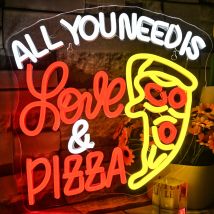 All You Need Is Love & Pizza Neonschild Wanddekoration für Küche Pizza Restaurant Bar Shop Spielzimmer Männer Höhle Party Dekoration