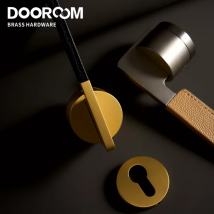 Dooroom Messing-Leder-Türschloss-Set, schwarz gebürstetes Nickel, Schlafzimmer, Badezimmer, Doppel-Türhebel-Set aus Holz, Schnuller, Privatsphäre, Durchgang