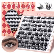 VYRILA Cluster-Wimpern, einzelne Wimpern, Cluster-Mix-Wimpern, 3D-Wimpern, 0,1 mm, superfeines Invisiband, D-Locken, DIY-Wimpernverlängerung