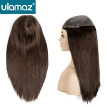 14 "/16" Lange Glatte Haar Perücken Für Männer Microskin Männliche Haar Prothese Injektion männer Perücke Toupet Natürliche haar System Für Männer