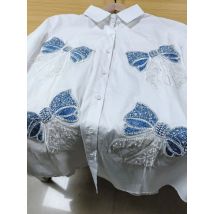 Embroidered Flares Luxury Design Shirts & Blouses Woman Clothing camisas Korean Popular Clothes Buttons Up Long Women's Shirt