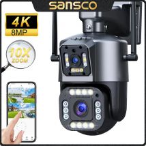 SANSCO 4K 8MP Dual Objektiv PTZ WIFI Kamera Dual Screen 4MP HD Wireless Outdoor IP Kamera AI Menschliche Tracking überwachung IPC360 Hause