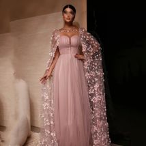 Aileen Rosa Kleider Gala Maßgeschneidertes Ballkleid Robes De Soirée Damen Abendkleid Schal فسات Mohamed SeanПة Пла Sezе Mohamed 3D-Blumen