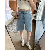 Jorts Jeans Koreanische Mode Straße Einfache Weiße Denim Shorts Sommer Niedrige Taille Lose Vielseitig Gerade Jeans Pantalones De Mujer