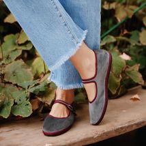 Grigio Mary Jeans Scarpe basse da donna Punta tonda Punto a mano Scarpe di stoffa di velluto Donna Casual Morbide e comode Scarpe da balletto Mocassini