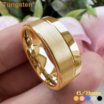iTungsten Dropshipping 6mm 8mm Männer Frauen Ring Wolfram Hochzeit Band Klassische Schmuck Offset Nut Poliert Gebürstet Finish