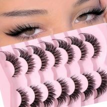 7 Paar künstliche Wimpern aus natürlichem Cartoon-Katzenaugen, Nerzimitathaar und verlängerte Wimpern an den Enden der Augen