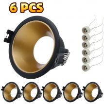 6 Stück GU10 Downlight-Rahmen, weiß, gebürstete Aluminiumlegierung, Deckeneinbauleuchte, Schnittloch, blendfreies Design