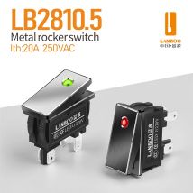 LANBOO 2810,5 Serie 16 Ampere Hochstrom-Wippschalter EIN-AUS 2 Positionen 4Pin KCD3-Serie mit Lichtschalter 12 V 24 V