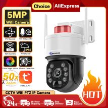 5MP Tuya APP Zwei-Wege Audio PTZ Wifi Kamera Outdoor 50X Optische Zoom Menschlichen Erkennung 150-200M Nachtsicht IP Kamera Smart Home