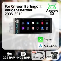 Carplay 1Din Radio Android Car Multimedia per Citroen Berlingo II Peugeot Partner 2003-2010 6.86 "Unità principale stereo Autoradio GPS