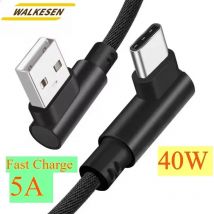 Cavo dati in tessuto a ricarica rapida da USB a tipo C da 40 W 5A Cavo caricatore per telefono da 90 gradi per iPhone Xiaomi Redmi Huawei Cavo di ricarica USB