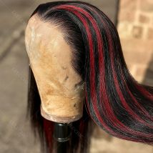 Parrucca diritta nera con biondo rosso con osso evidenziatore Parrucca senza colla 5x5 Capelli umani Ombre Parrucca prepizzicata color bordeaux Wear and Go