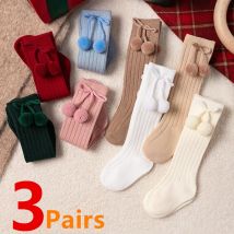 3 Paare/los Baby Ball Knie Hohe Socken Weiche Baumwolle Kinder Mädchen Nette Streifen Solide Socke Spanisch Kinder Lange Socken Für 0-8 jahre