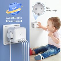 EU-Wandsteckdosen-Extender mit 3 AC-Steckdosen, 3 USB-Anschlüssen und 1 Typ C 7-in-1-EU-Stecker-Ladegerät, Ein/Aus-Schalter für Zuhause