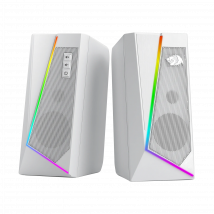 Altavoces de escritorio Redragon GS520 RGB, altavoz estéreo para PC de 2,0 canales con 6 modos LED coloridos, sonido mejorado, blanco/rosa