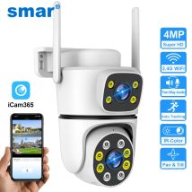 Kamera IP Smar 4MP PTZ WiFi z podwójnym obiektywem, zewnętrzna, 5-krotny zoom, automatyczne śledzenie AI, bezprzewodowe kamery monitoringu CCTV, ICam365