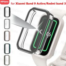 Gehärtetes Glas + Hülle für Xiaomi Smart Band 9, aktiver Displayschutz, kratzfeste Stoßstangenschutzhülle für Xiaomi Redmi Band 3
