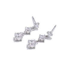 NiNice Delicate Bling Cubic Zirconia Small Square Drop Earrings Tarnish Resistant Stainless Steel Exquisite Jewelry Party