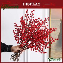 1/3 Stück künstliche rote Beerenzweige für Zuhause, Tisch, Festivals, Hochzeit, Party, DIY, Basteldekoration, Weihnachten, Neujahr, Dekoration