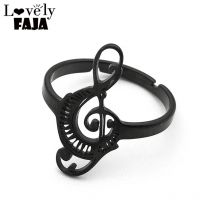Musiknote Hohler Fingerring für Frauen Klaviertasten Edelstahl Silber Farbe Goth Ring Musik Symbol Schmuck Geschenk R58SRS03