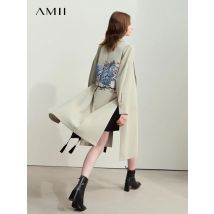 Amii minimalist ischen Damen losen Trenchcoat 2024 Herbst Revers Kragen Drop Cuff Hortensie Druck mit Gürtel hohen Schlitz Mantel 12453028