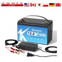 Batteria KEPWORTH 12V 180Ah LiFePO4, cicli profondi di energia integrati 100A BMS 2304Wh, perfetta per fuori rete, camper, sistema solare
