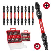 Geinxurn Impact Doppelend-Schraubendreher-Bit-Set, 2,56 Zoll # 2 Phillips / # 25/20 Torx, magnetischer S2-Stahl, 2-seitige Bits mit Aufbewahrungsbox M-Box
