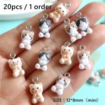 Niedliche Mini-Katzen-Kätzchen-Charms – 20 Stück bezaubernde Harz-Anhänger für die DIY-Schmuckherstellung – Modeaccessoires – Bastelgeschenke im Großhandel