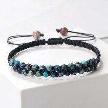 Braccialetti con perline in pietra naturale da 4 mm Braccialetti intrecciati regolabili fatti a mano Braccialetti per meditazione yoga per donna Uomo Regalo vintage