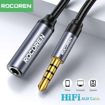 Rocoren AUX-Kabel, 3,5 mm Klinke, Stecker auf Buchse, Audio-Verlängerung, Lautsprecherkabel, Konverter für Telefon, Kopfhörer, Laptops, Tablets, Adapter