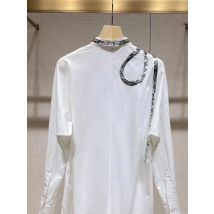 High-end Office Lady Elegant Diamonds Cotton Blouses and Shirts For Women 2025 Autumn New Fashion Trend Loose Casual Tops Blusas